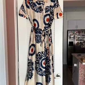 MELLODAY Cream and Navy Floral Midi Dress